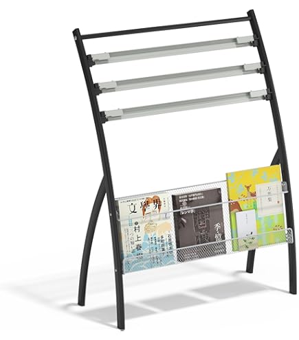 Amazon | イワサキ 新聞掛け ラック1段／ハンガー6本 ライトグレー